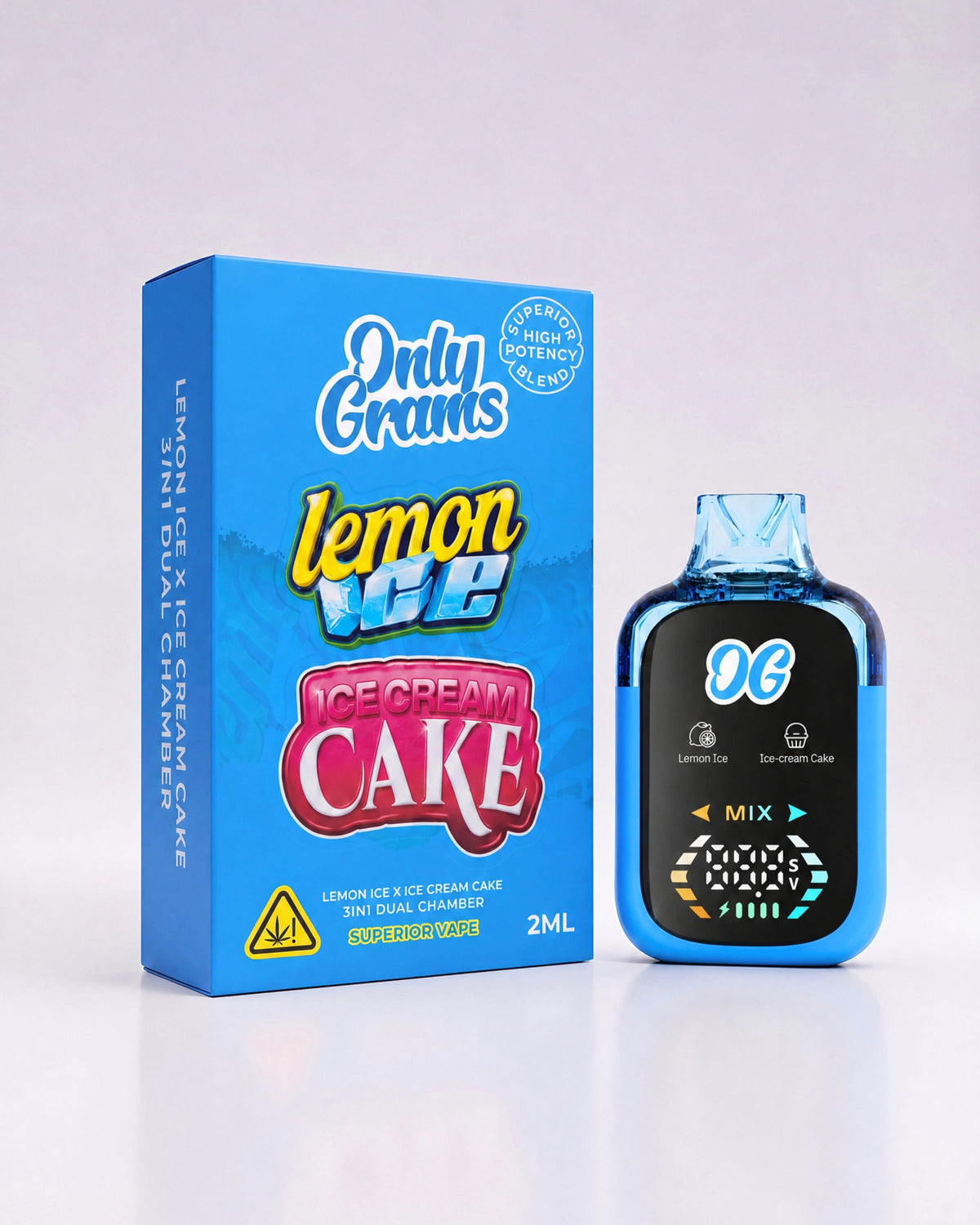 OnlyGrams Dual Chamber Superior Vape Lemon Ice x Ice Cream Cake 2ml mit Verpackung
