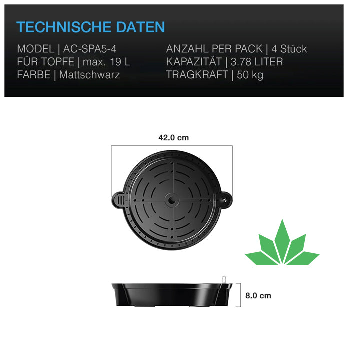 Bewässerungsbasis - zur Selbstbewässerung von Stofftöpfen 4er-Pack – Ansicht 2