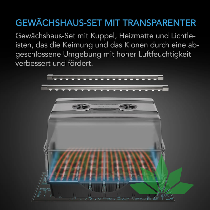 Stecklings-Gewächshaus mit Höhenverlängerung, mit Samsung LM301H EVO LED-Beleuchtung, Heizmatte – Ansicht 2