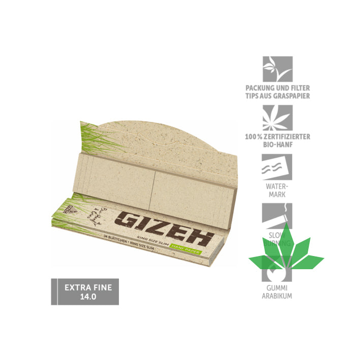 GIZEH Hanf & Gras King Size Slim + Tips – Ansicht 2