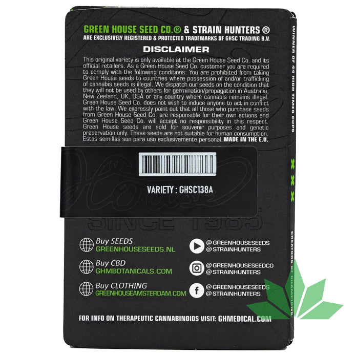 Green House Seed - SUPER LEMON HAZE - Automatic - 3 Seeds