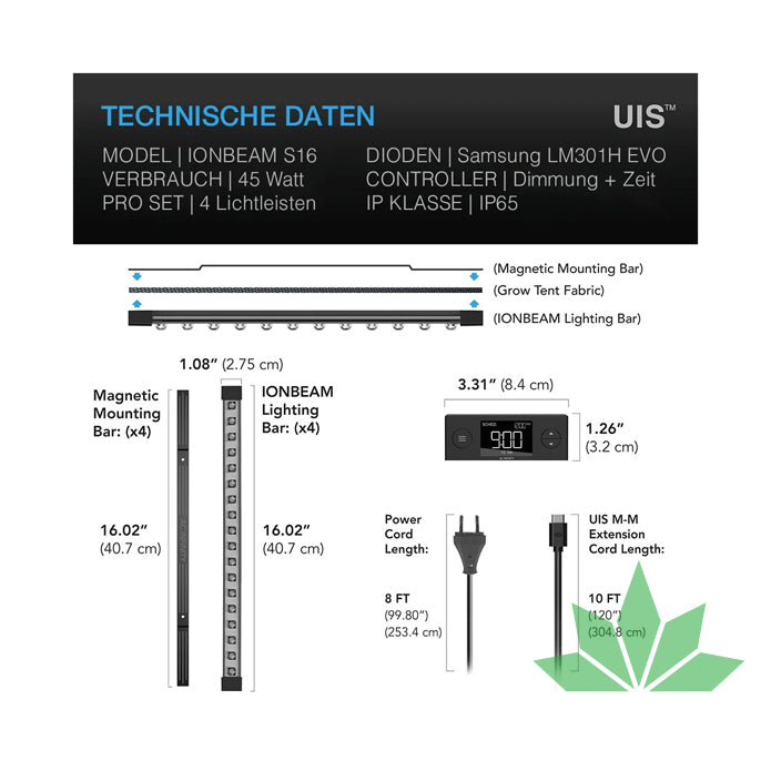 IONBEAM S16, Vollspektrum LED Leiste, Samsung LM301H EVO, 40.7 cm von AC Infinity – Ansicht 2